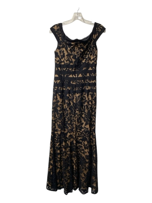 Tadashi Shoji Size 5 Black & Tan Cotton & Nylon Lace Overlay Back Zip Dress Black & Tan / 5