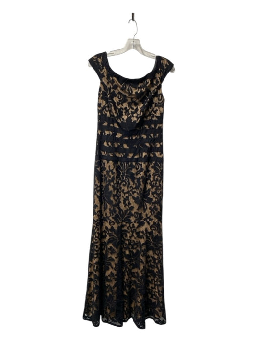 Tadashi Shoji Size 5 Black & Tan Cotton & Nylon Lace Overlay Back Zip Dress Black & Tan / 5