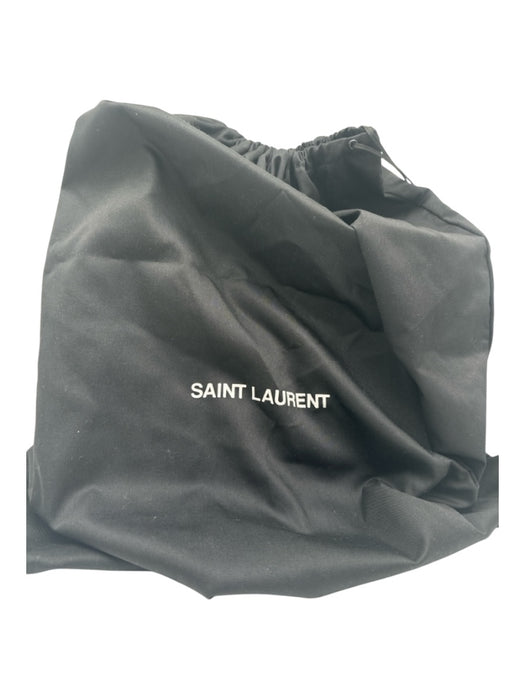 Saint Laurent Pewter Leather Chevron Silver Hardware Drawstring Backpack Bag Pewter / Small