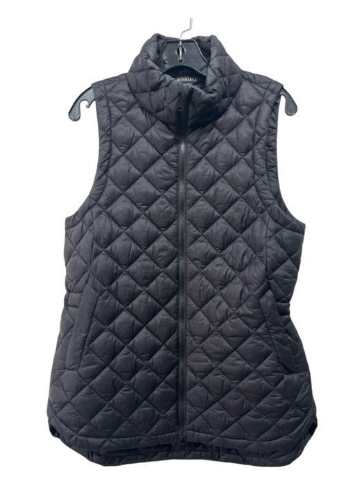 Athleta Size M Black Nylon Quilted Zip Mock Neck Vest Black / M