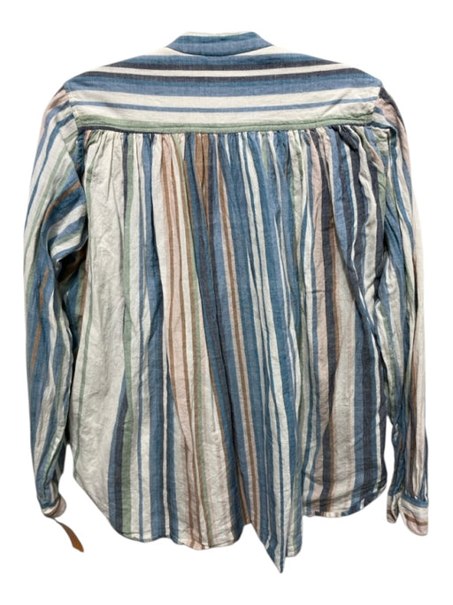 Matta Size S Blue, Brown, White Cotton Long Sleeve Vertical Stripes Top Blue, Brown, White / S