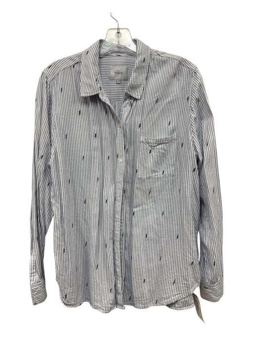 Rails Size L Blue, White, Black Rayon & Cotton Long Sleeve Lightning Bolt Top Blue, White, Black / L