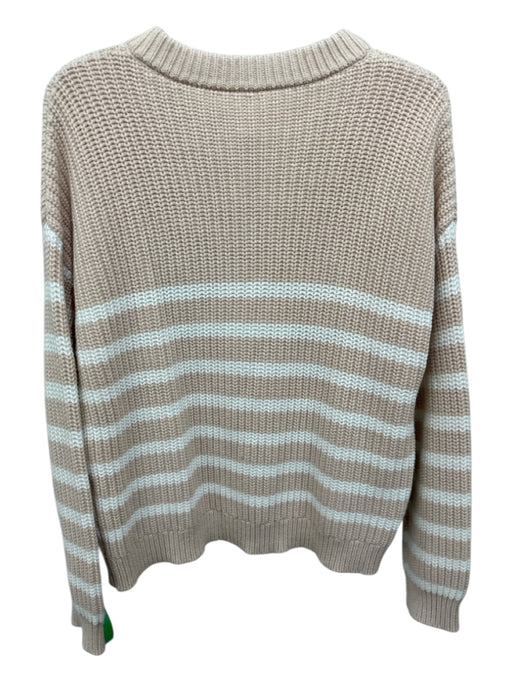 Elie Tahari Size L Pale Pink Cotton & Viscose 1/4 Button Stripes Sweater Pale Pink / L