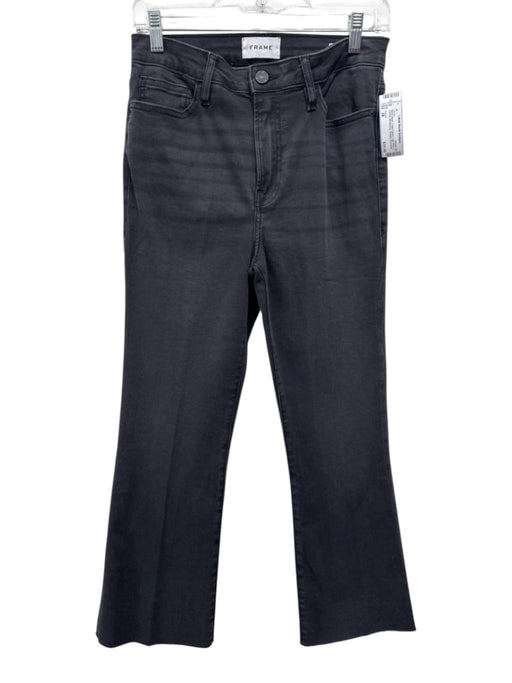 Frame Size 28 Black Wash Cotton Denim High Rise 5 Pocket Whiskering Jeans Black Wash / 28