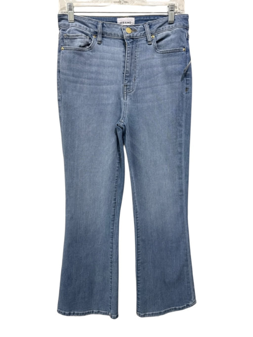 Frame Size 28 Light Wash Cotton Denim High Rise 5 Pocket Whiskering Jeans Light Wash / 28