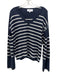 La Ligne Size S Navy & white Silk Blend Knit V Neck Horizontal Stripe Sweater Navy & white / S