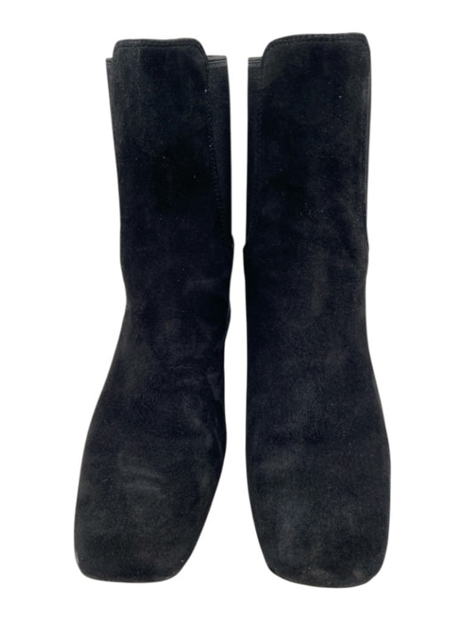 Vince Shoe Size 6.5 Black Suede Square Toe Block Heel Ankle Booties Black / 6.5