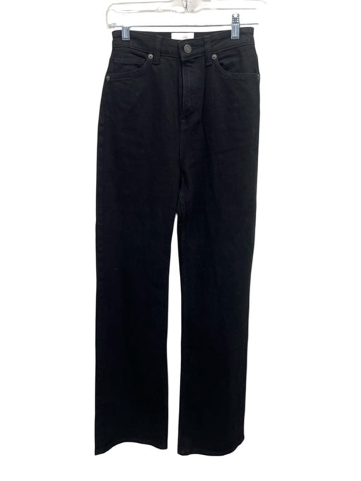 Reformation Size 25 Black Cotton Blend High Rise Zip & Button Wide Leg Jeans Black / 25