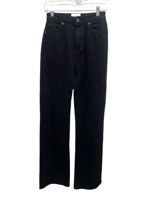 Reformation Size 25 Black Cotton Blend High Rise Zip & Button Wide Leg Jeans Black / 25