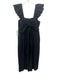 Ann Mashburn Size S Black Linen Embroidered Mini Flowers Empire Waist Maxi Dress Black / S