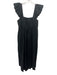 Ann Mashburn Size S Black Linen Embroidered Mini Flowers Empire Waist Maxi Dress Black / S