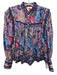 Farm Rio Size XXS Purple, Blue, Red Cotton Lace Trim Leaves Button Down Top Purple, Blue, Red / XXS