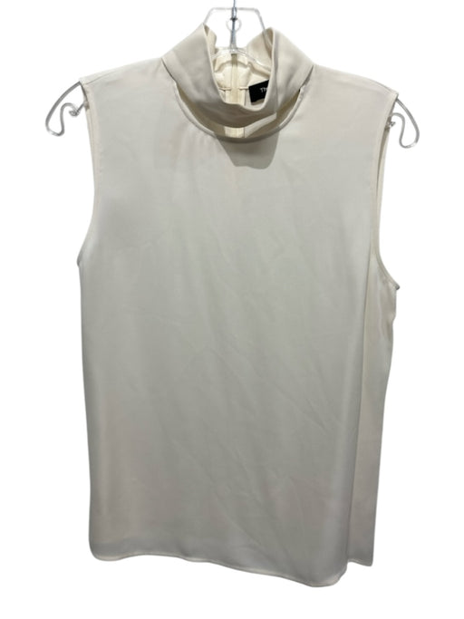 Theory Size S Cream Silk Mock Neck Cut Out Sleeveless Top Cream / S