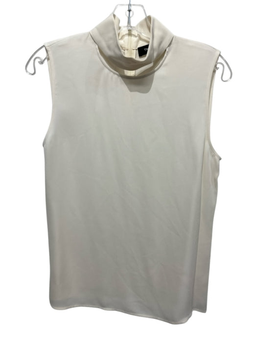 Theory Size S Cream Silk Mock Neck Cut Out Sleeveless Top Cream / S
