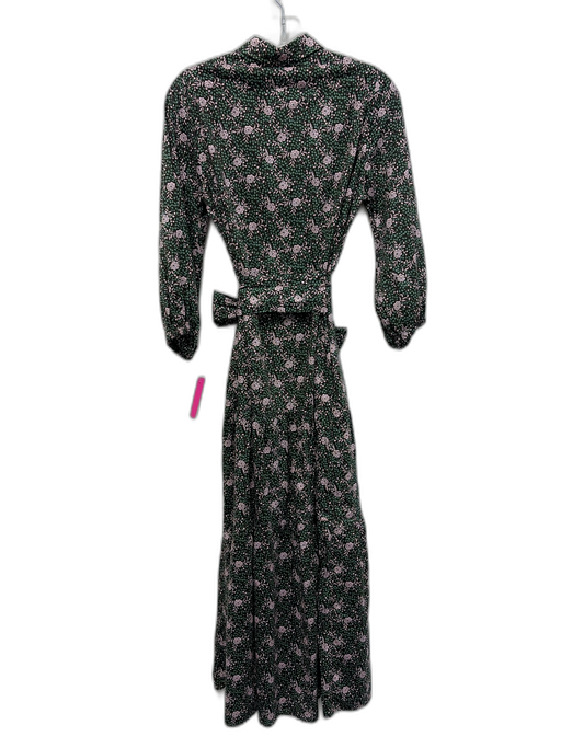 Ann Mashburn Size S Black, Pink, Green Cotton Floral Balloon Sleeve Maxi Dress Black, Pink, Green / S