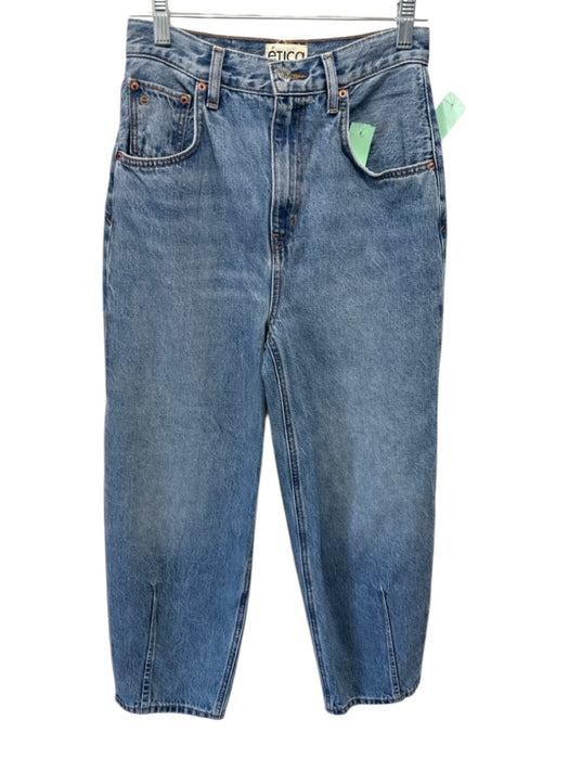 Etica Size 24 Medium Wash Cotton & Tencel High Rise Zip & Button Barrel Jeans Medium Wash / 24