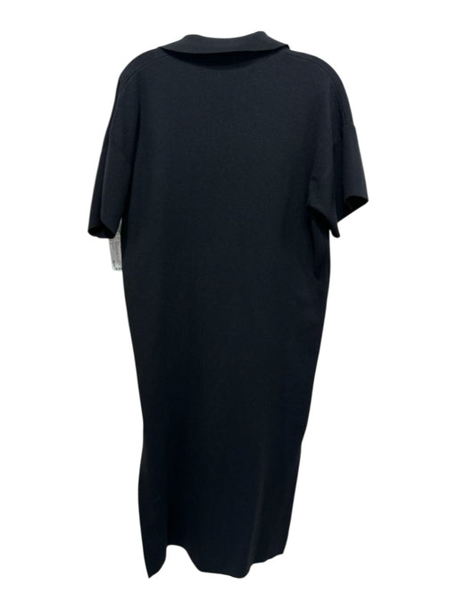 Tuckernuck Size S Black Polyester Blend Knit Collar Split Hem Midi Dress Black / S