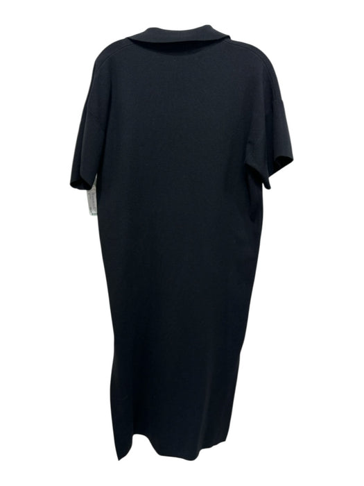 Tuckernuck Size S Black Polyester Blend Knit Collar Split Hem Midi Dress Black / S