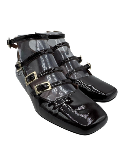 Alohas Shoe Size 37 Brown Patent Leather Square Toe Multi Strap Mary Jane Flats Brown / 37