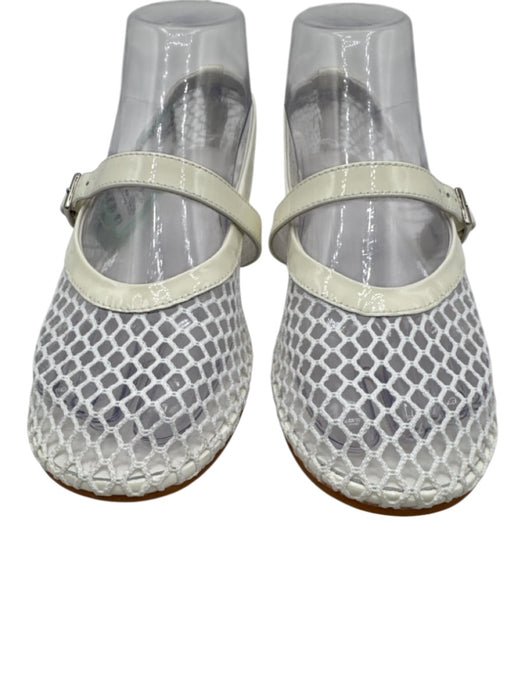 Tony Bianco Shoe Size 5.5 White Leather Lined Fishnet Mary Jane Flats White / 5.5