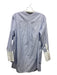 Ann Mashburn Size M Blue & White Cotton Vertical Pinstripe Half Button Top Blue & White / M