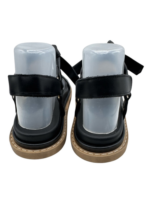 Alohas Shoe Size 36 Black & Brown Leather Upper Knot Velcro Sandals Black & Brown / 36