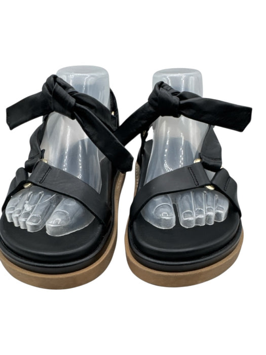 Alohas Shoe Size 36 Black & Brown Leather Upper Knot Velcro Sandals Black & Brown / 36