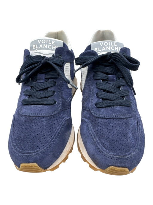 Voile Blanche Shoe Size 37 Navy Blue & White Suede Perforated Low Top Sneakers Navy Blue & White / 37