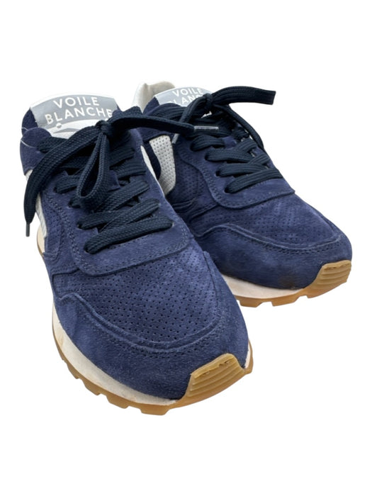 Voile Blanche Shoe Size 37 Navy Blue & White Suede Perforated Low Top Sneakers Navy Blue & White / 37