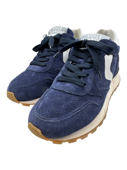 Voile Blanche Shoe Size 37 Navy Blue & White Suede Perforated Low Top Sneakers Navy Blue & White / 37