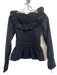 Ganni Size 32 Black Cotton Low neck Ruffle Accent Ribbed Long Sleeve Top Black / 32