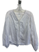 Elie Tahari Size XS White Linen Blend Knit Detail knit buttons V Neck Top White / XS