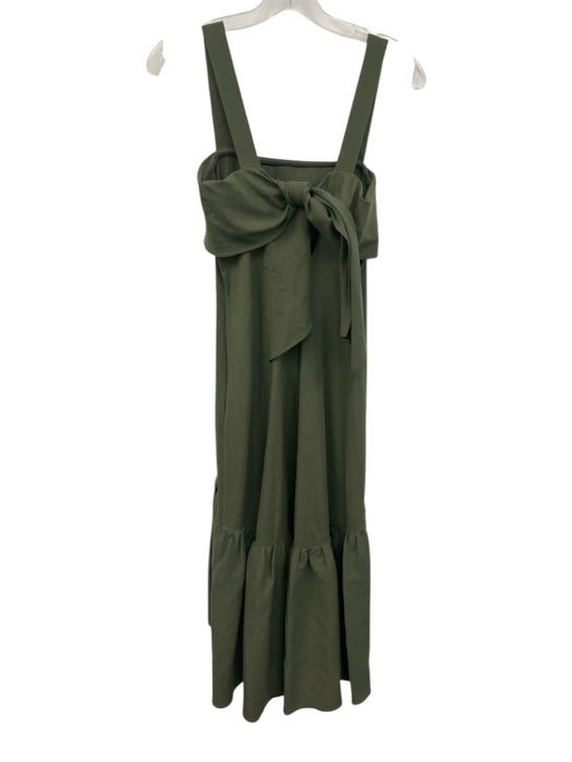 Theory Size S Olive Green Linen Blend Sleeveless Back Tie Tiered Maxi Dress Olive Green / S