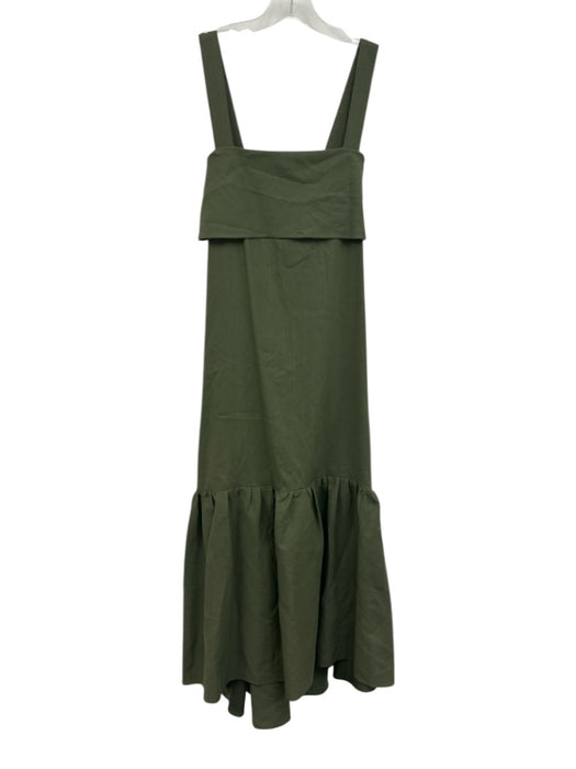 Theory Size S Olive Green Linen Blend Sleeveless Back Tie Tiered Maxi Dress Olive Green / S