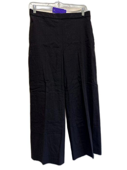 Theory Size S Black Linen Blend Elastic Waist Wide Leg Cropped Pants Black / S