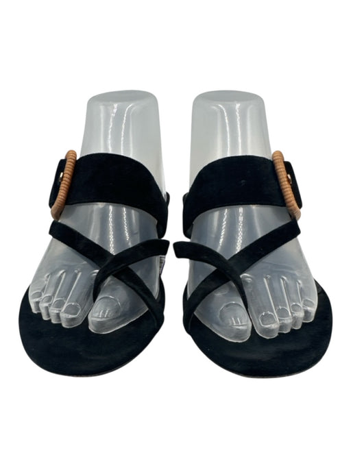 Veronica Beard Shoe Size Est 7.5 Black Suede Cross strap Belt Clip Sandals Black / Est 7.5