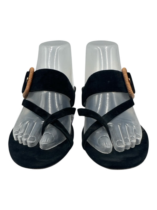 Veronica Beard Shoe Size Est 7.5 Black Suede Cross strap Belt Clip Sandals Black / Est 7.5