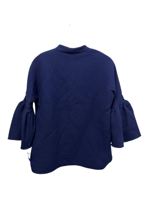 Ann Mashburn Size Small Blue cotton & polyamide V Neck Long Flare Sleeve Top Blue / Small