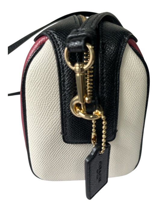 Coach Black, White, Pink Leather Zip Close color block Crossbody Strap Bag Black, White, Pink / Small