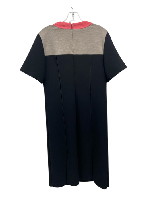 Derek Lam Size 8 Black, Grey, & Pink Wool Short Sleeve Cut Out Midi Dress Black, Grey, & Pink / 8