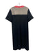 Derek Lam Size 8 Black, Grey, & Pink Wool Short Sleeve Cut Out Midi Dress Black, Grey, & Pink / 8