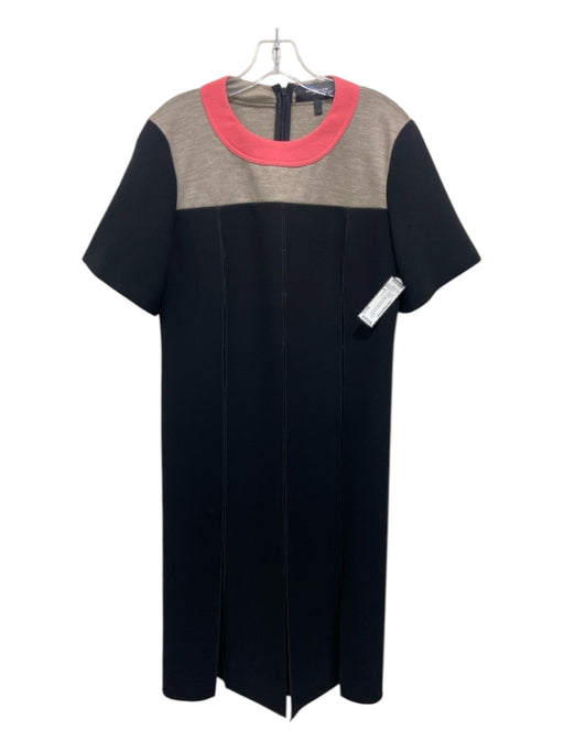 Derek Lam Size 8 Black, Grey, & Pink Wool Short Sleeve Cut Out Midi Dress Black, Grey, & Pink / 8