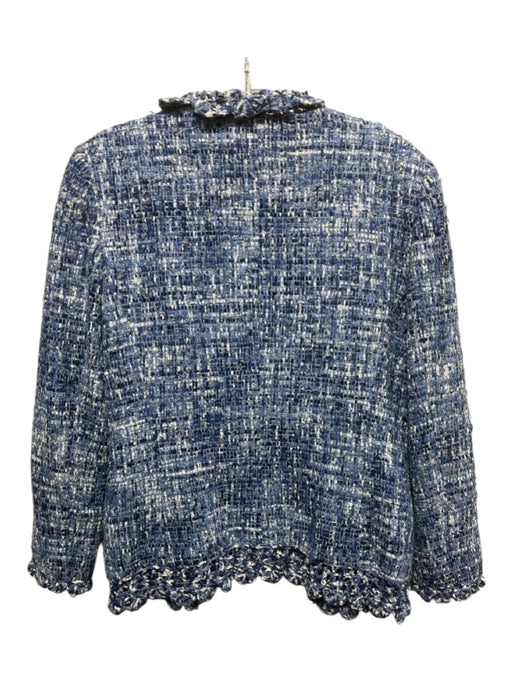 Oscar De La Renta Size 10 Blue & White Polyamide Blend Tweed Scalloped Jacket Blue & White / 10