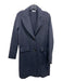 Base Milano Size 42 Grey & Navy Wool Blend Stripe Pockets Buttons Coat Grey & Navy / 42