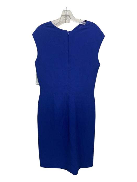 Oscar De La Renta Size 12 Royal Blue Silk & Wool side knot Zipper Midi Dress Royal Blue / 12