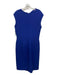 Oscar De La Renta Size 12 Royal Blue Silk & Wool side knot Zipper Midi Dress Royal Blue / 12