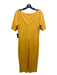 Escada Size 38 Yellow Viscose Short Sleeve Scoop Neck Midi Knot Dress Yellow / 38