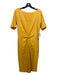 Escada Size 38 Yellow Viscose Short Sleeve Scoop Neck Midi Knot Dress Yellow / 38