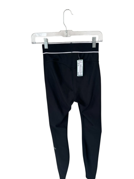 Alo Size XS Black & White Polyester Blend Waist Band High Waist Leggings Black & White / XS