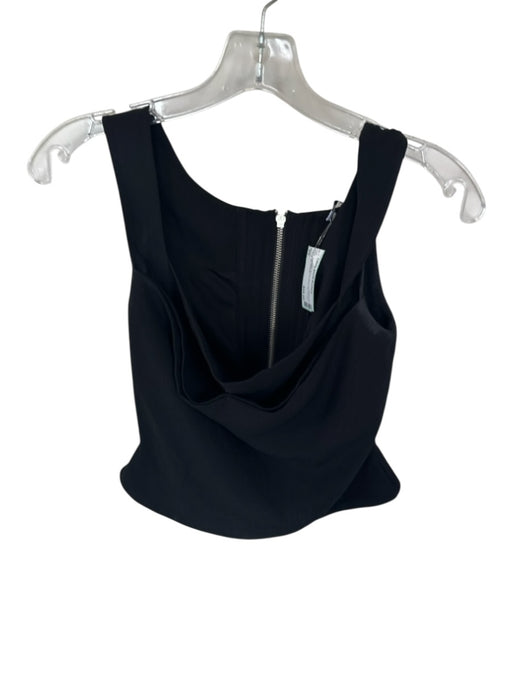 Miaou Size XS Black Polyester Blend Back Zip Corset Cowl neck Top Black / XS